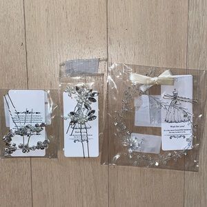 Bridal Hair Piece Bundle - Silver Rhinestones